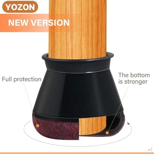 YOZON Chair Leg Floor Protectors Silicone Caps with Felt Base, 32 Pack Black Round Medium | Protects Floors & Reduces Noise thumbnail 3