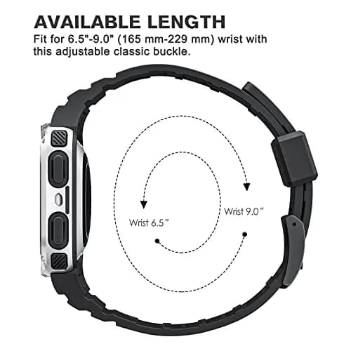 FINTIE Rugged Band with Case for Fitbit Versa 4/3/2/1 & Sense 2/1 - Black/Silver, 165mm-245mm (6.5-9.5 inch) thumbnail 8