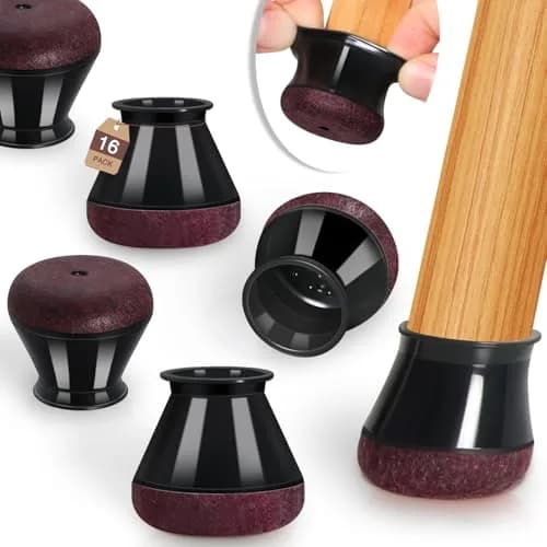 YOZON Chair Leg Floor Protectors Silicone Caps with Felt Base, 19-30mm Round Legs | Protects Floors & Reduces Noise thumbnail 1
