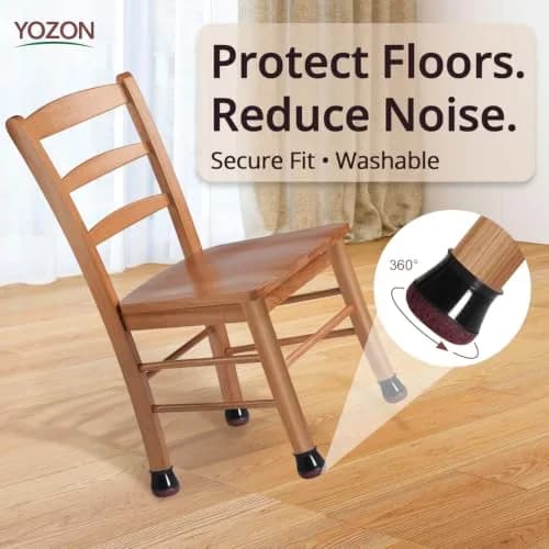 YOZON Chair Leg Floor Protectors Silicone Caps with Felt Base, 19-30mm Round Legs | Protects Floors & Reduces Noise thumbnail 2