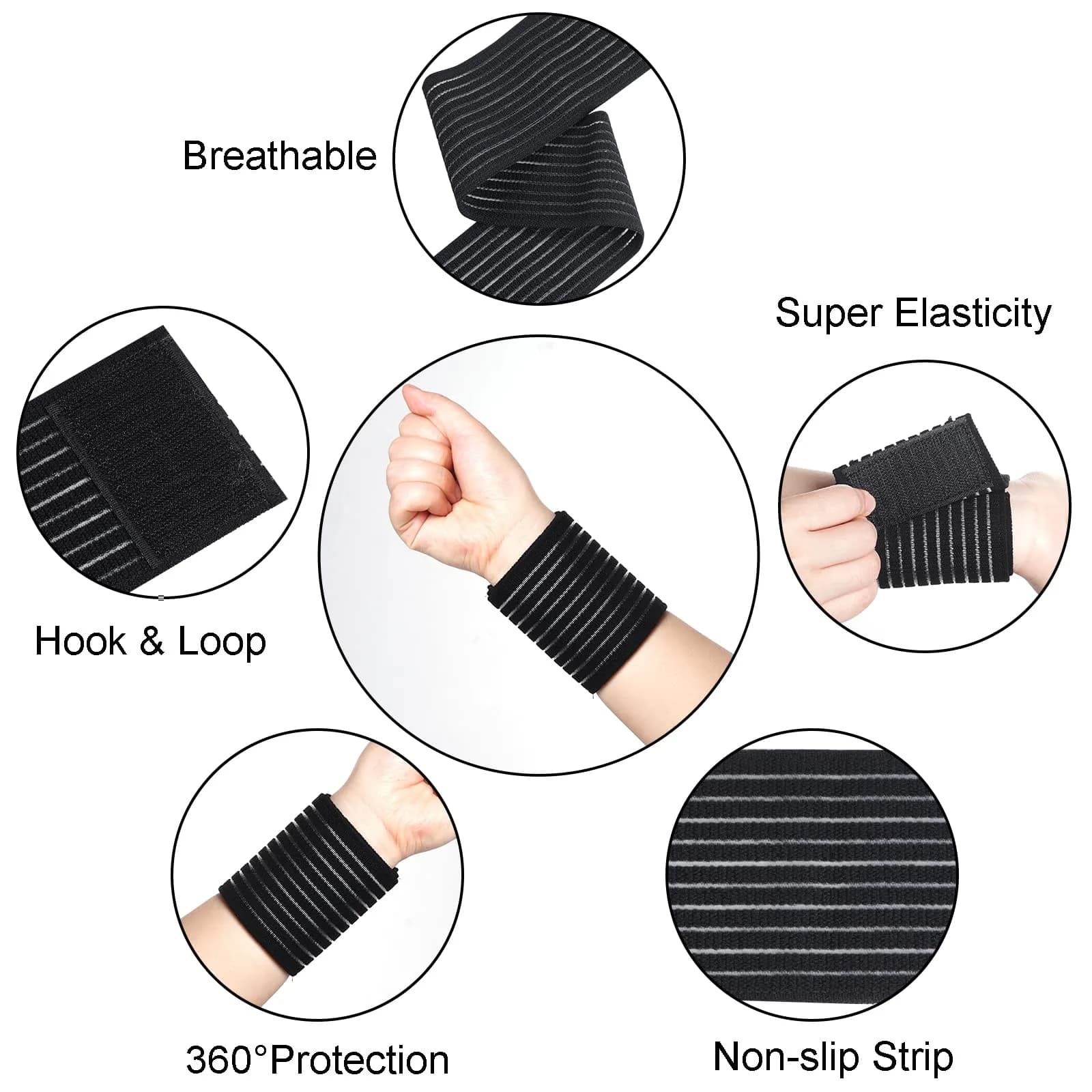 Rbenxia Elastic Wrist Compression Bandage Adjustable Wrist Strap Hand Brace | Support for Wrist Pain & Injury - view 4