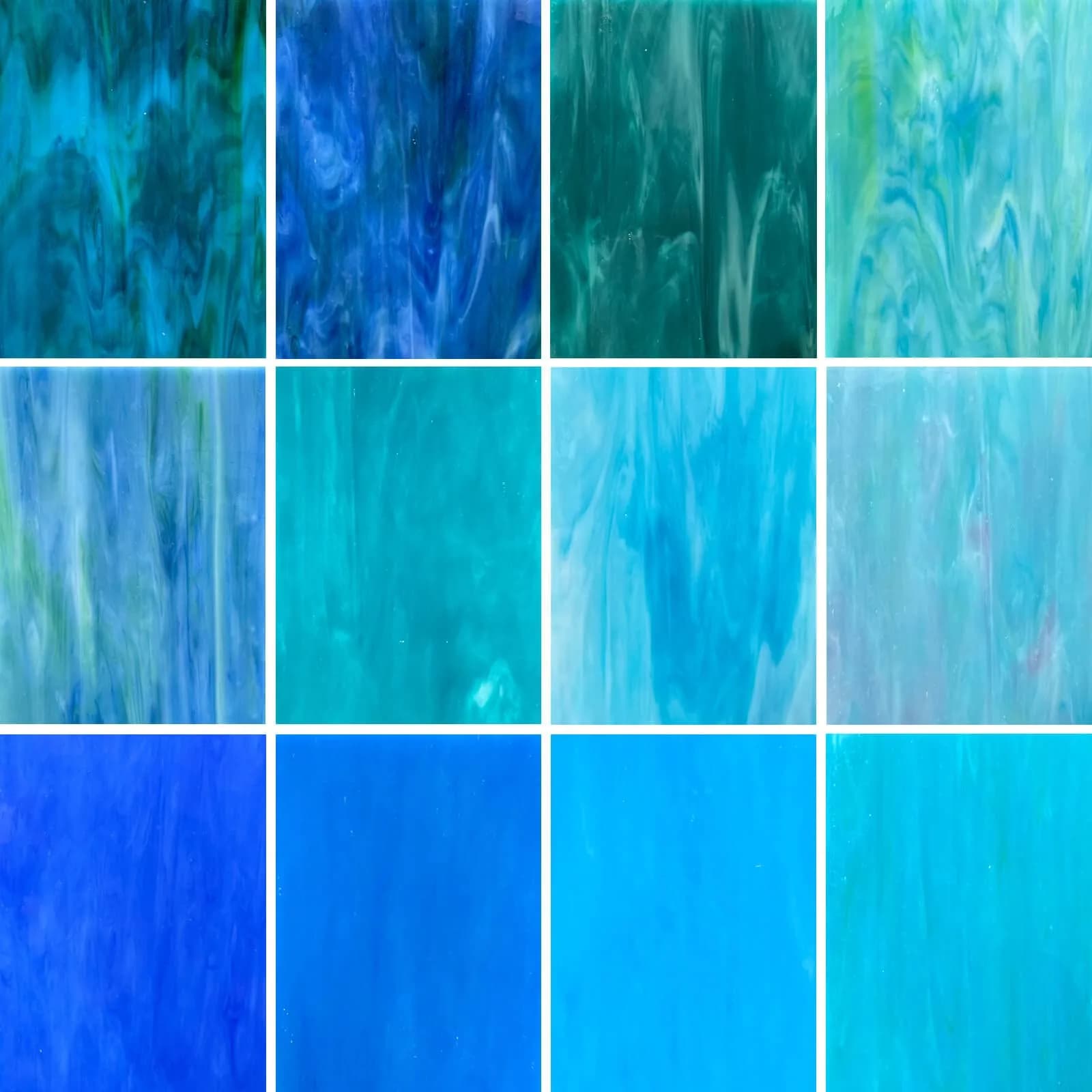 LITMIND Blue Stained Glass Sheets | 12 Sheets, 6" x 4" | Vibrant Mosaic Art Supplies - main product image