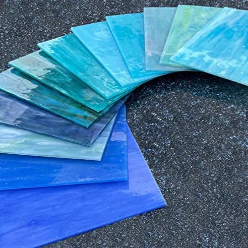 LITMIND Blue Stained Glass Sheets | 12 Sheets, 6" x 4" | Vibrant Mosaic Art Supplies thumbnail 4
