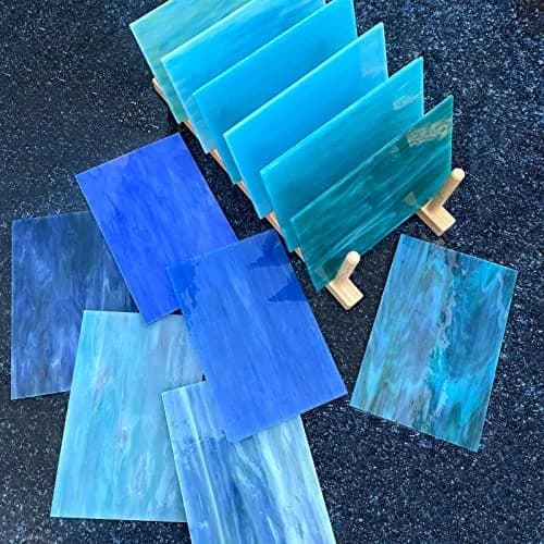 LITMIND Blue Stained Glass Sheets | 12 Sheets, 6" x 4" | Vibrant Mosaic Art Supplies thumbnail 5