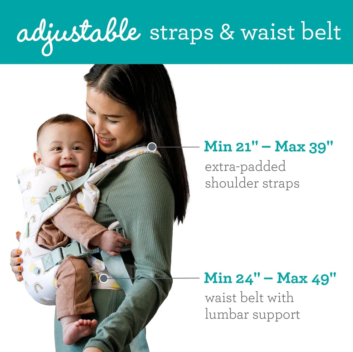 Infantino Flip 4-in-1 Baby Carrier Convertible Ergonomic, Rainbow | Adjustable, 8-32 lbs, 4 Carry Modes thumbnail 3