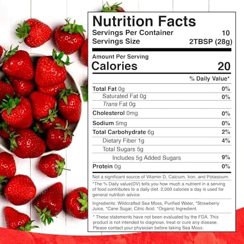WELLNESS LABSRX Strawberry Sea Moss Gel 300ml (10 Fl Oz) | Nutrient-Rich Superfood for Wellness thumbnail 4