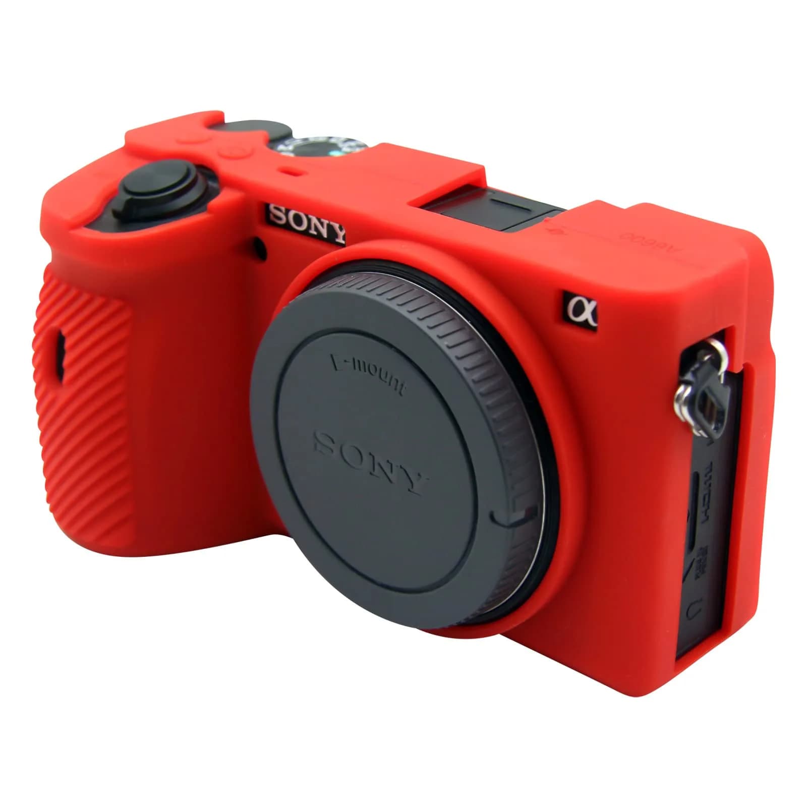 Easy Hood Camera Case for Sony A6600 ILCE-6600 | Silicone Protective Cover in Brown — Red