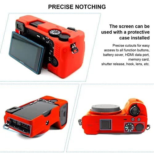 Easy Hood Red Silicone Camera Case for Sony A6600 Alpha 6600 ILCE-6600 Camera | Slim Fit, Lightweight, Protective Cover thumbnail 4