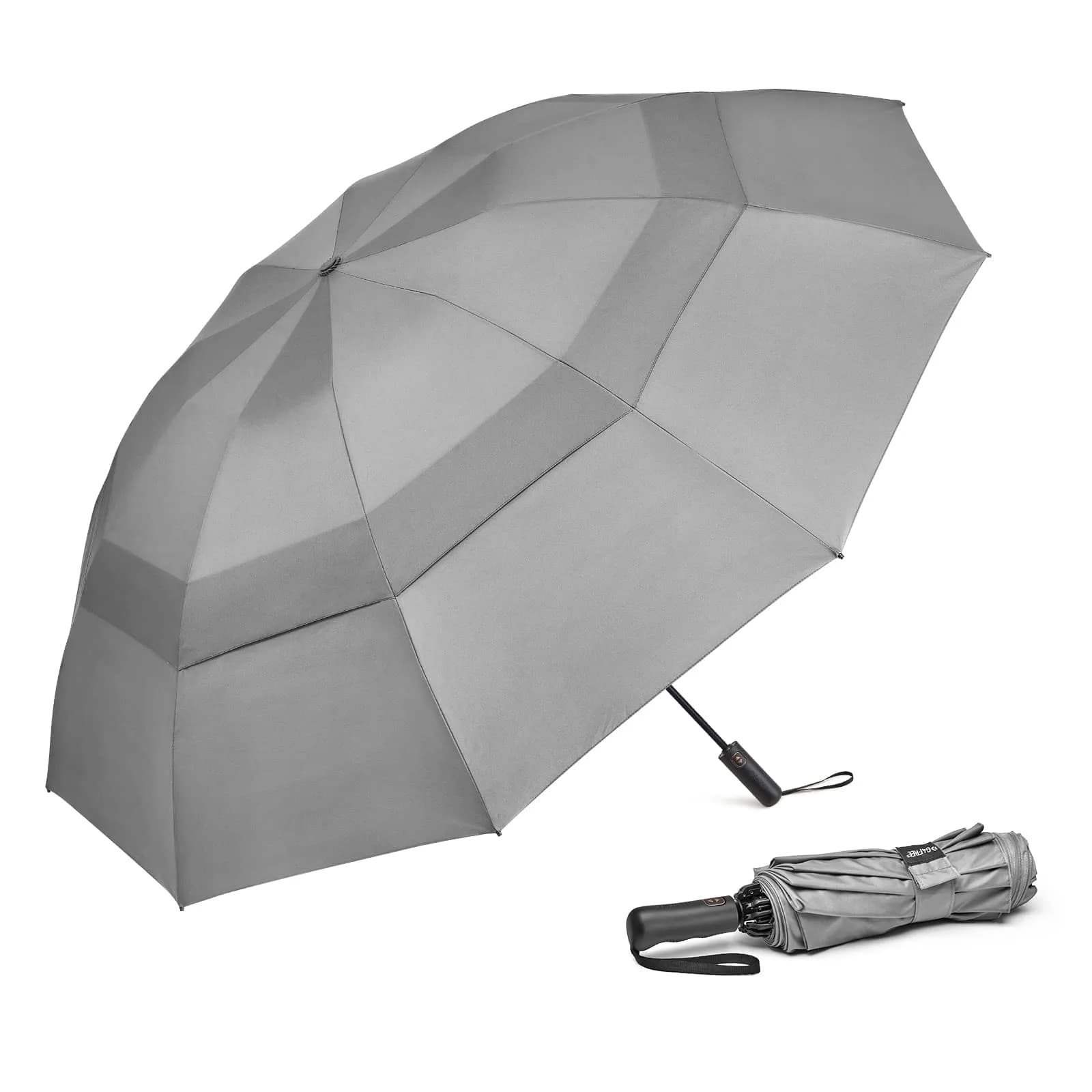 G4Free 62 Inch Large Golf Umbrella Windproof Reverse Travel Umbrella with Double Canopy and Auto Open Close (Grey) | 157.5 cm Arc