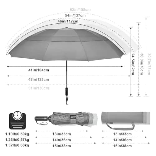 G4Free 62 Inch Large Golf Umbrella Windproof Reverse Travel Umbrella with Double Canopy and Auto Open Close (Grey) | 157.5 cm Arc thumbnail 2