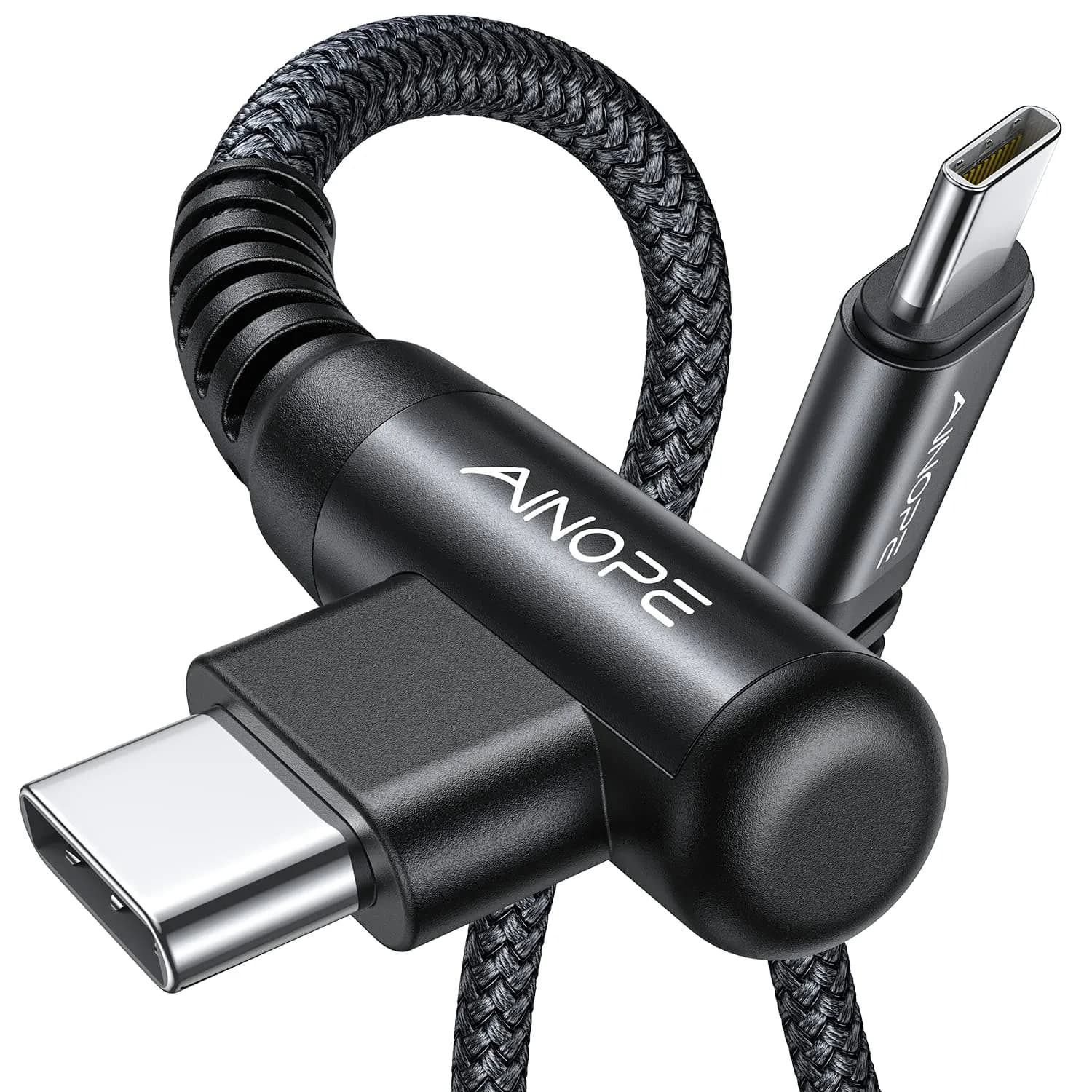 AINOPE Black 10ft+10ft USB C to USB C Cable 60W Right Angle Fast Charging Cable