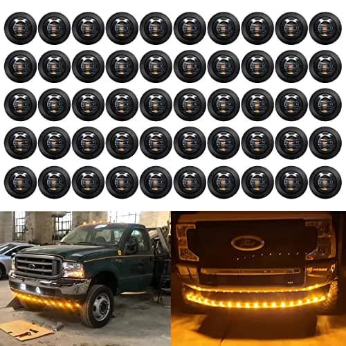 KEING 50X 3/4" Inch Trailer Marker Lights Smoked Amber 3 LED | Waterproof Exterior Marker Lights for Truck RV thumbnail 1