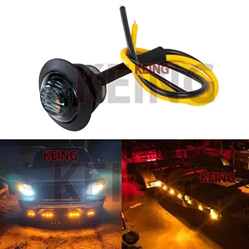 KEING 50X 3/4" Inch Trailer Marker Lights Smoked Amber 3 LED | Waterproof Exterior Marker Lights for Truck RV thumbnail 4