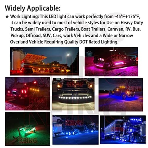 KEING 50X 3/4" Inch Trailer Marker Lights Smoked Amber 3 LED | Waterproof Exterior Marker Lights for Truck RV thumbnail 5