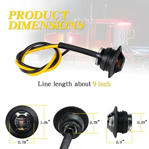 KEING 50X 3/4" Inch Trailer Marker Lights Smoked Amber 3 LED | Waterproof Exterior Marker Lights for Truck RV thumbnail 3