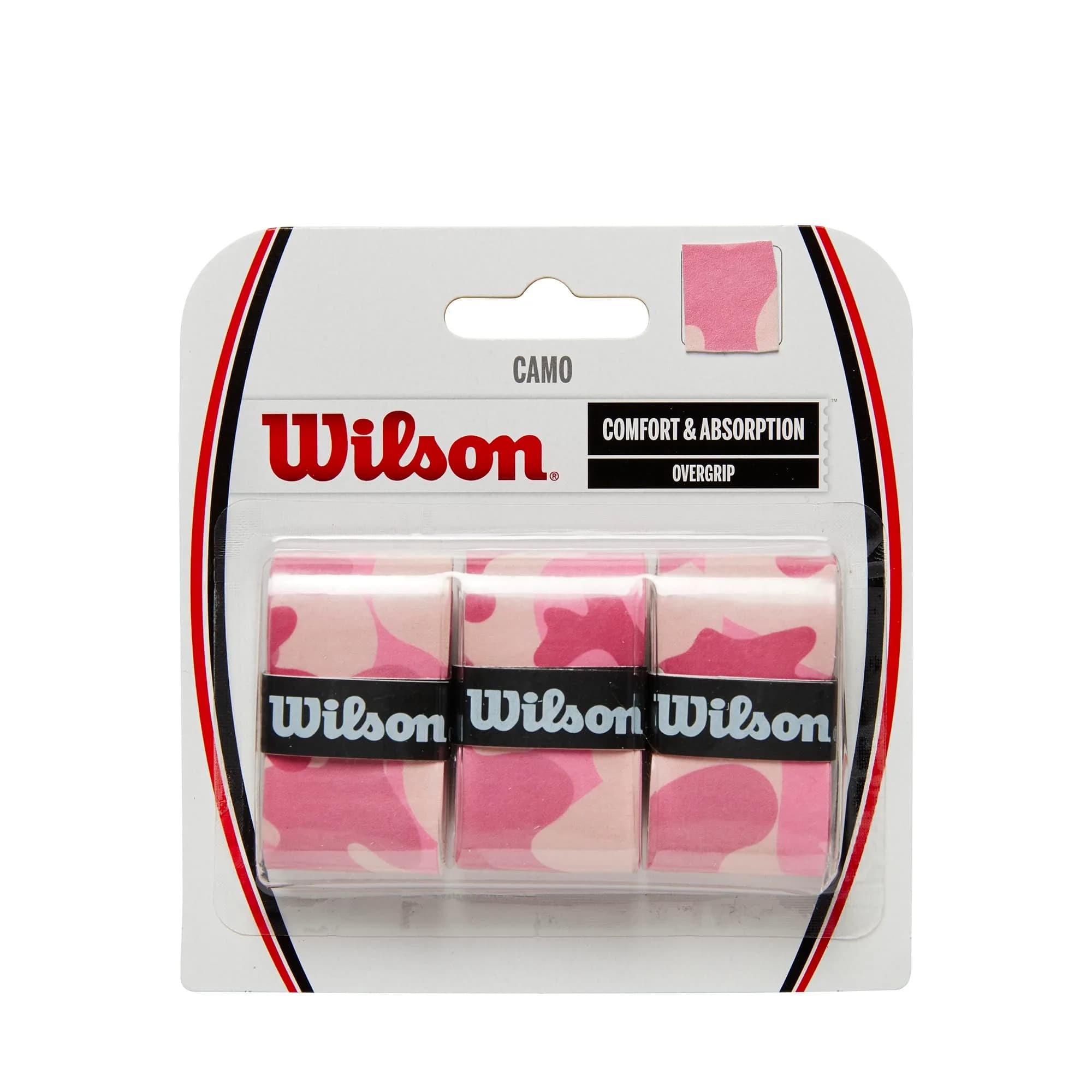 WILSON Camo Overgrip - 3 Pack, Pink/White Camo | Tacky Tennis Grip for Control