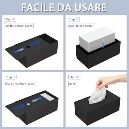 PITBVO Shiny Black Acrylic Tissue Box Holder for Rectangular Tissues | 25.0 cm (9.85") L x 13.0 cm (5.1") W x 11.4 cm (4.5") thumbnail 3