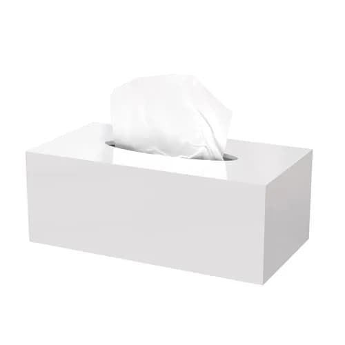 PITBVO Acrylic Tissue Box Cover Rectangle, White | Modern, Durable & Easy to Clean thumbnail 1