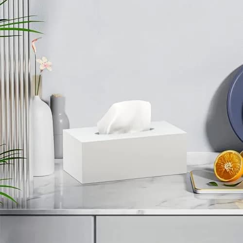 PITBVO Acrylic Tissue Box Cover Rectangle, White | Modern, Durable & Easy to Clean thumbnail 6