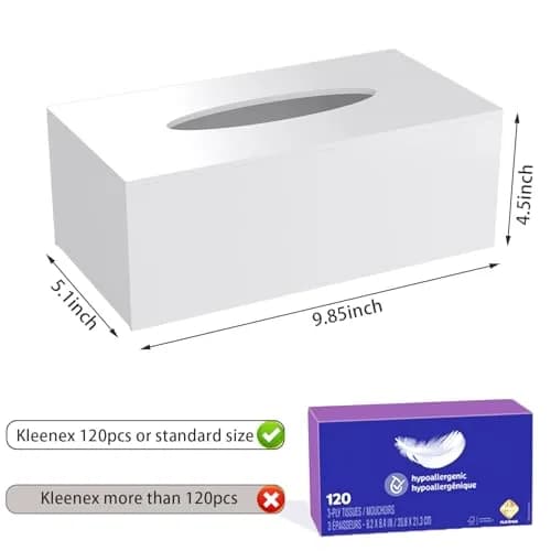 PITBVO Acrylic Tissue Box Cover Rectangle, White | Modern, Durable & Easy to Clean thumbnail 2