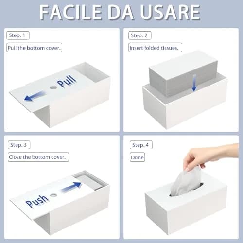 PITBVO Acrylic Tissue Box Cover Rectangle, White | Modern, Durable & Easy to Clean thumbnail 3