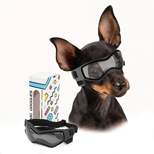 PETLESO Small Breed Dog Goggles | UV Protection Puppy Eyewear for Outdoor Riding Driving, Black S thumbnail 1