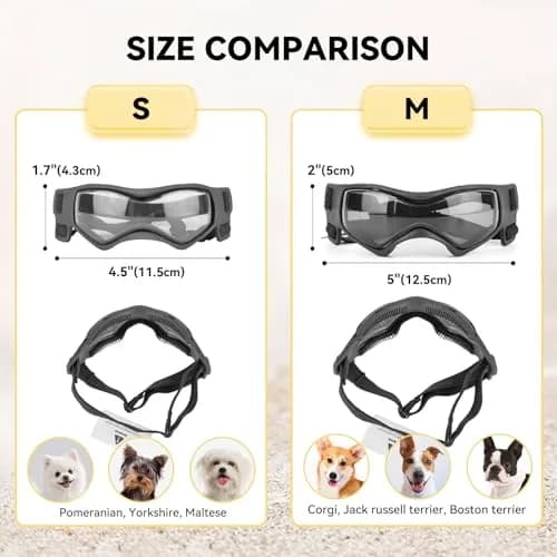 PETLESO Small Breed Dog Goggles | UV Protection Puppy Eyewear for Outdoor Riding Driving, Black S thumbnail 4