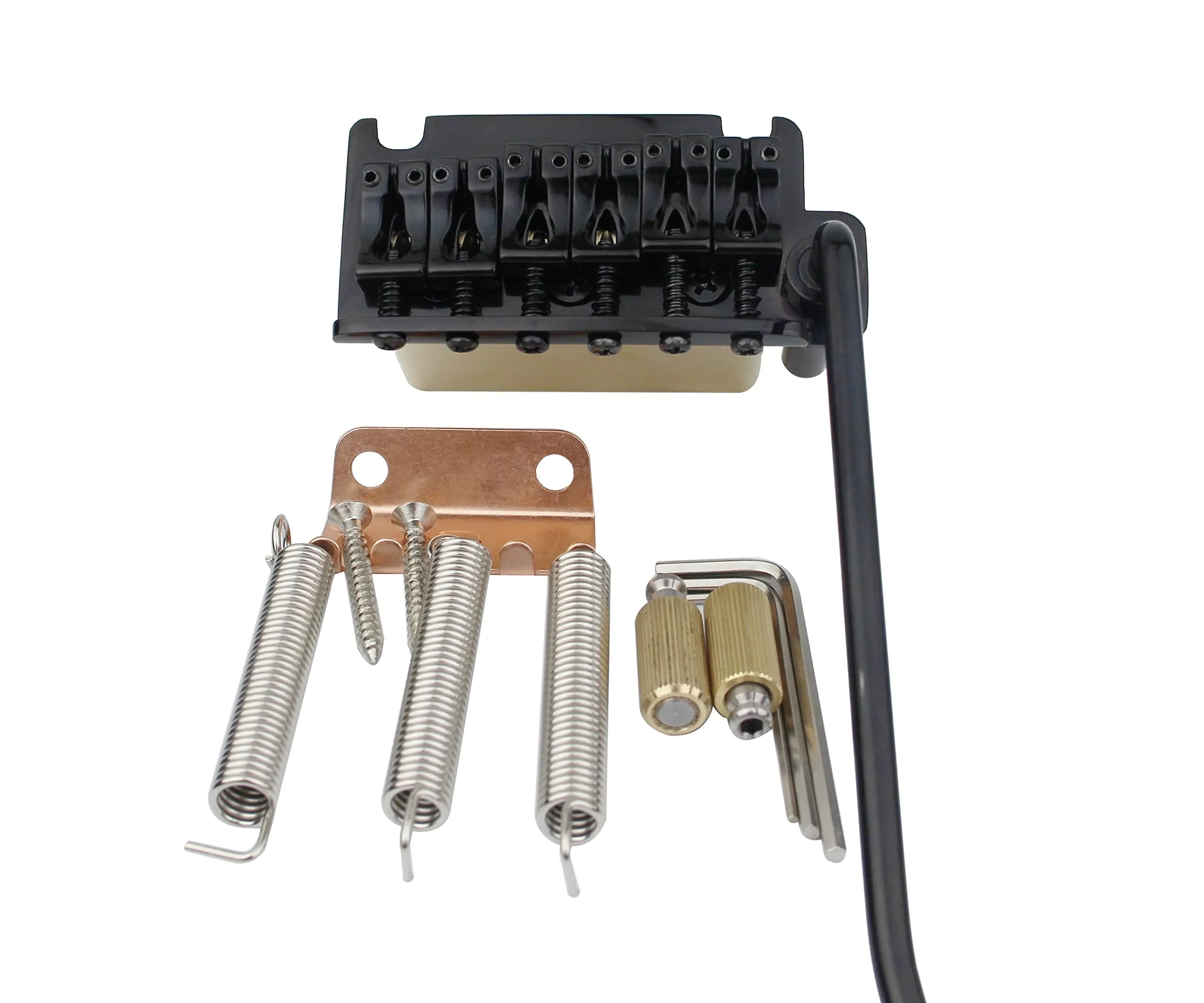 Guyker Non-locking 2 Point Guitar Tremolo Bridge 83.2 x 40.3mm | CNC Machined Brass Block for ST Electric Guitar (Black) - main product image