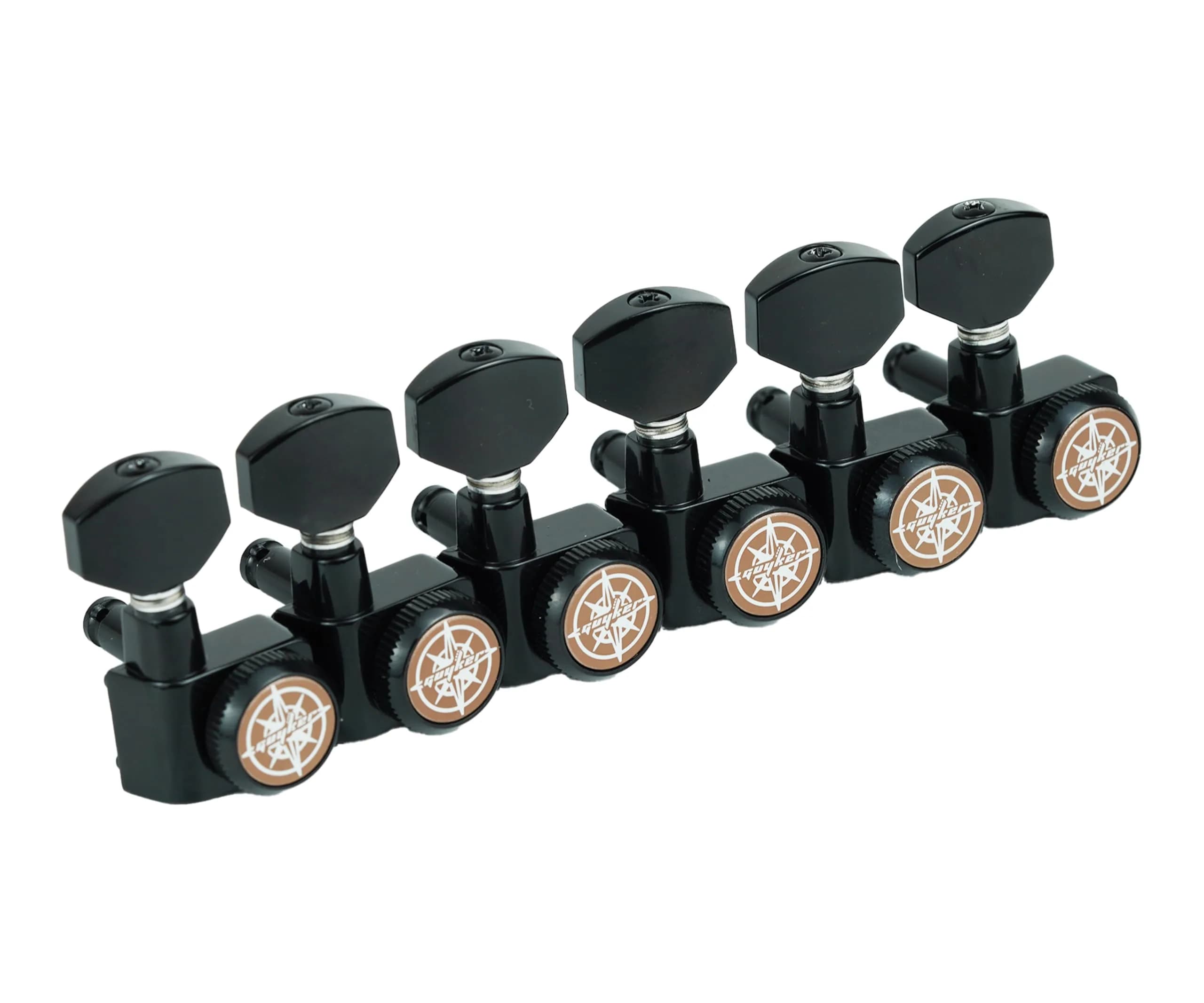 Guyker 6 In-line Guitar Locking Tuners – 1:18 Locking Tuning Key Pegs – Black | Heavy-Duty, Precise Tuning - main product image