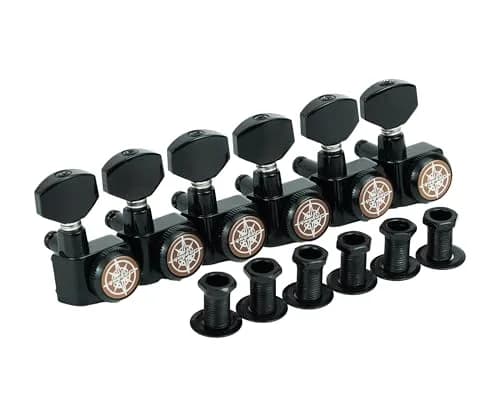 Guyker 6 In-line Guitar Locking Tuners – 1:18 Locking Tuning Key Pegs – Black | Heavy-Duty, Precise Tuning thumbnail 2