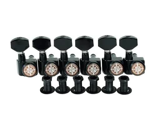 Guyker 6 In-line Guitar Locking Tuners – 1:18 Locking Tuning Key Pegs – Black | Heavy-Duty, Precise Tuning thumbnail 3