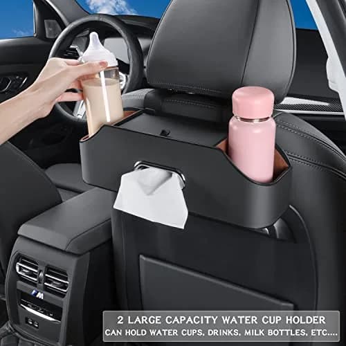 HOLDCY Car Back Seat Organizer with 2 Cup Holders, Tissue Storage, Black | Multi-Pocket Design for Cars & Trucks thumbnail 5