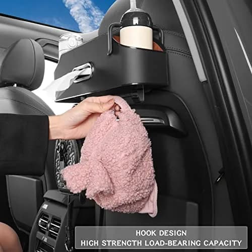 HOLDCY Car Back Seat Organizer with 2 Cup Holders, Tissue Storage, Black | Multi-Pocket Design for Cars & Trucks thumbnail 6