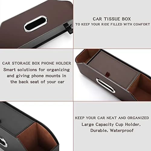 HOLDCY Car Back Seat Organizer with 2 Cup Holders, Tissue Storage, Black | Multi-Pocket Design for Cars & Trucks thumbnail 7
