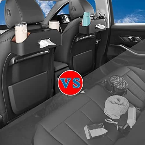 HOLDCY Car Back Seat Organizer with 2 Cup Holders, Tissue Storage, Black | Multi-Pocket Design for Cars & Trucks thumbnail 3