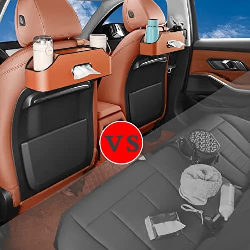 HOLDCY Car Back Seat Organizer with 2 Cup Holders, Tissue Storage, Orange | Waterproof, Durable & Easy to Install thumbnail 2