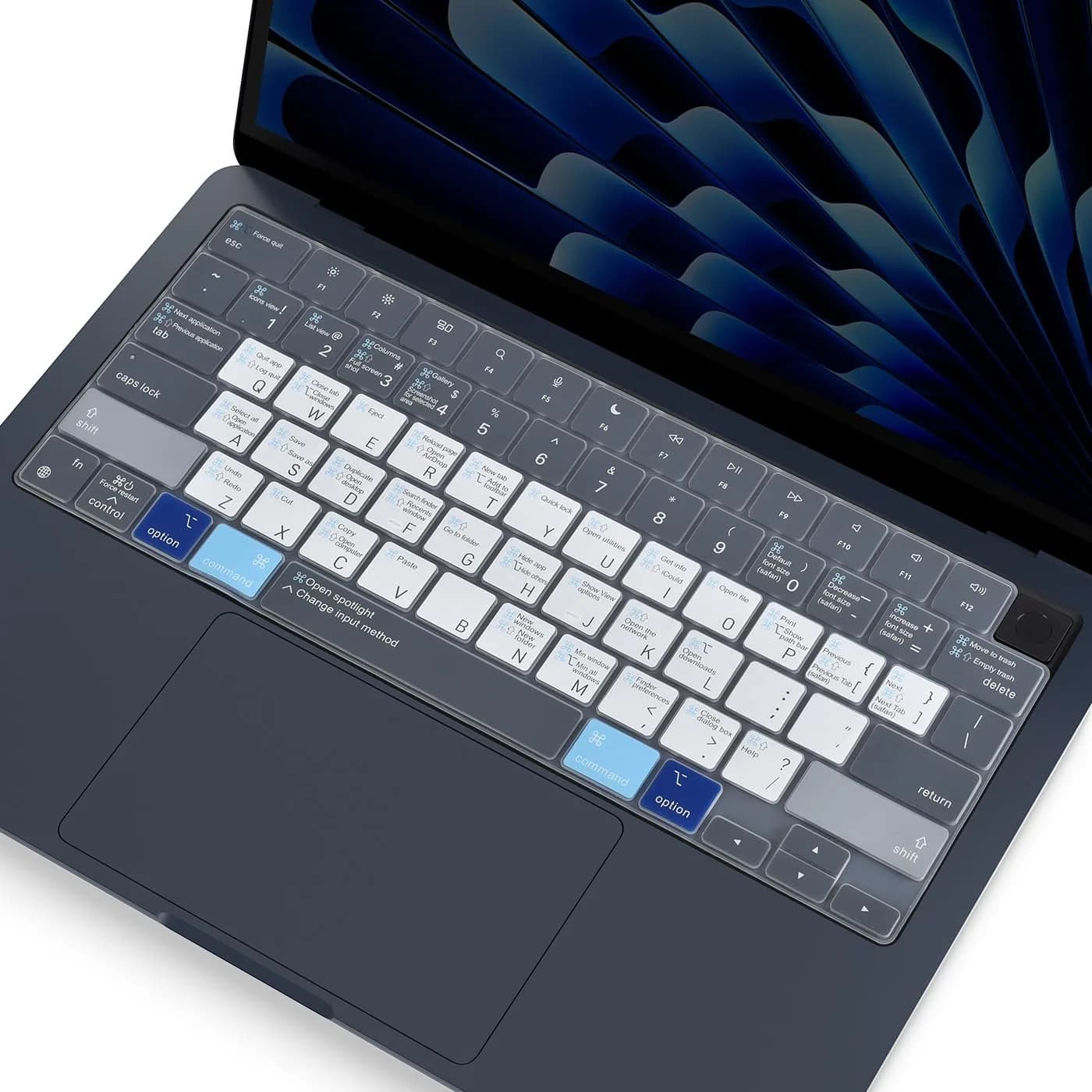 CASEDAO Blue Keyboard Cover for MacBook Air 13.6" M2 M3 M4 M5 (A2681 A3113 A3240 A3449) | US Layout Shortcut Protector - main product image