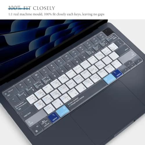 CASEDAO Blue Keyboard Cover for MacBook Air 13.6" M2 M3 M4 M5 (A2681 A3113 A3240 A3449) | US Layout Shortcut Protector thumbnail 3