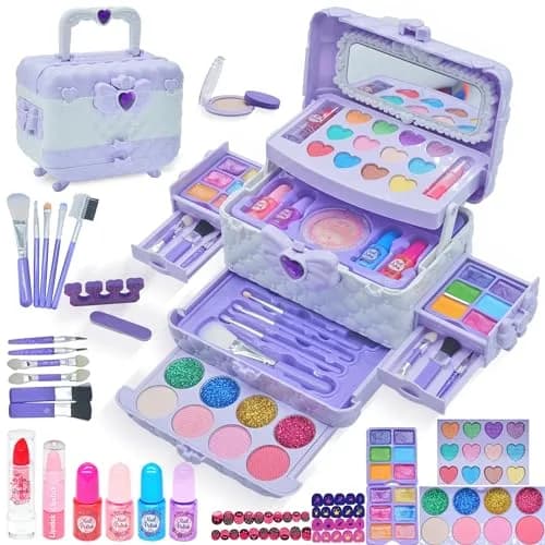 Mrabbitoo Kids Makeup Set Purple 739g (1.63lb) | Washable Pretend Play Toy for Girls Ages 3-12 thumbnail 1