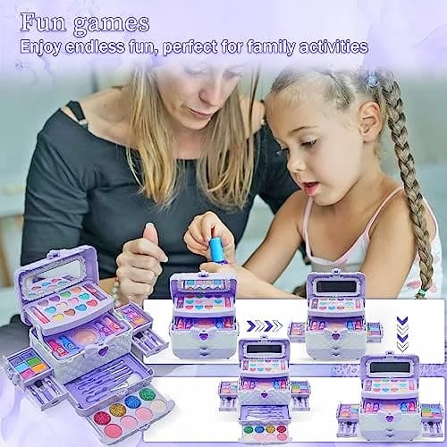 Mrabbitoo Kids Makeup Set Purple 739g (1.63lb) | Washable Pretend Play Toy for Girls Ages 3-12 thumbnail 4
