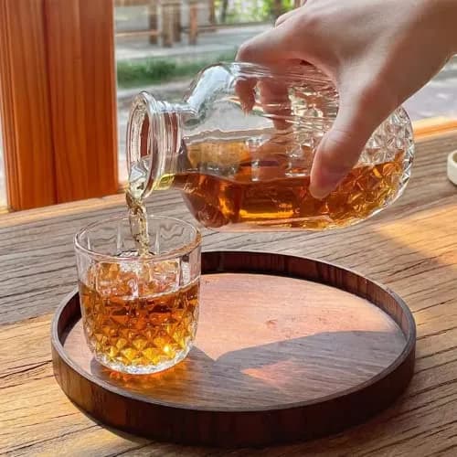 Mfacoy Bedside Water Carafe and Glass Set | Thick Glass, 17 OZ Jug & 5 OZ Cup, Dishwasher Safe, Vintage Design thumbnail 5