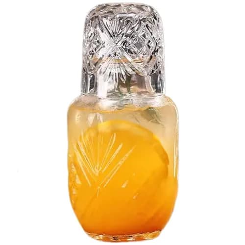 Mfacoy Bedside Water Carafe and Glass Set | Thick Glass, 17 OZ Jug & 5 OZ Cup, Dishwasher Safe, Vintage Design thumbnail 7