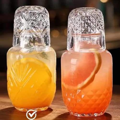 Mfacoy Bedside Water Carafe and Glass Set | 17 OZ Glass Pitcher & 5 OZ Cup | Vintage Bedroom Serveware thumbnail 1