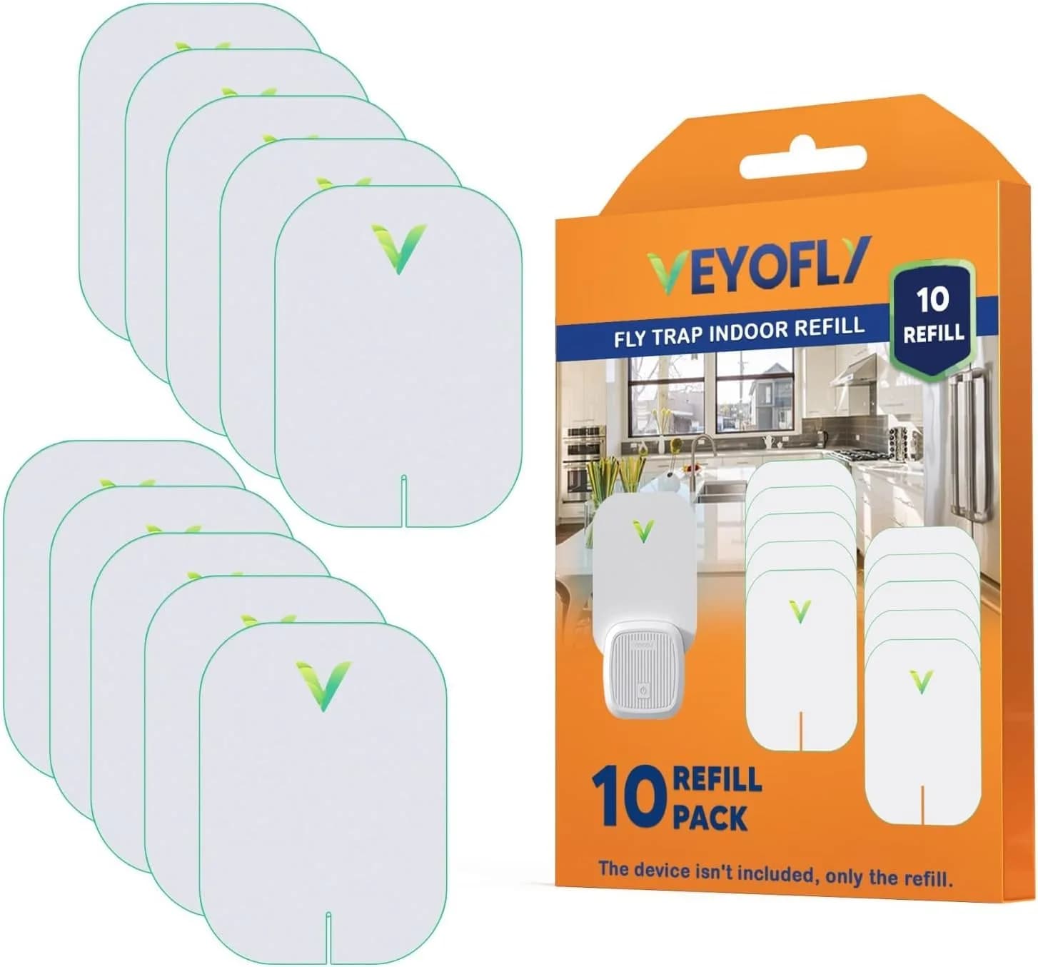 VEYOFLY Fruit Fly & Gnat Trap Refills (10-Pack) | Official USA Import, Non-Toxic Glue Boards - main product image
