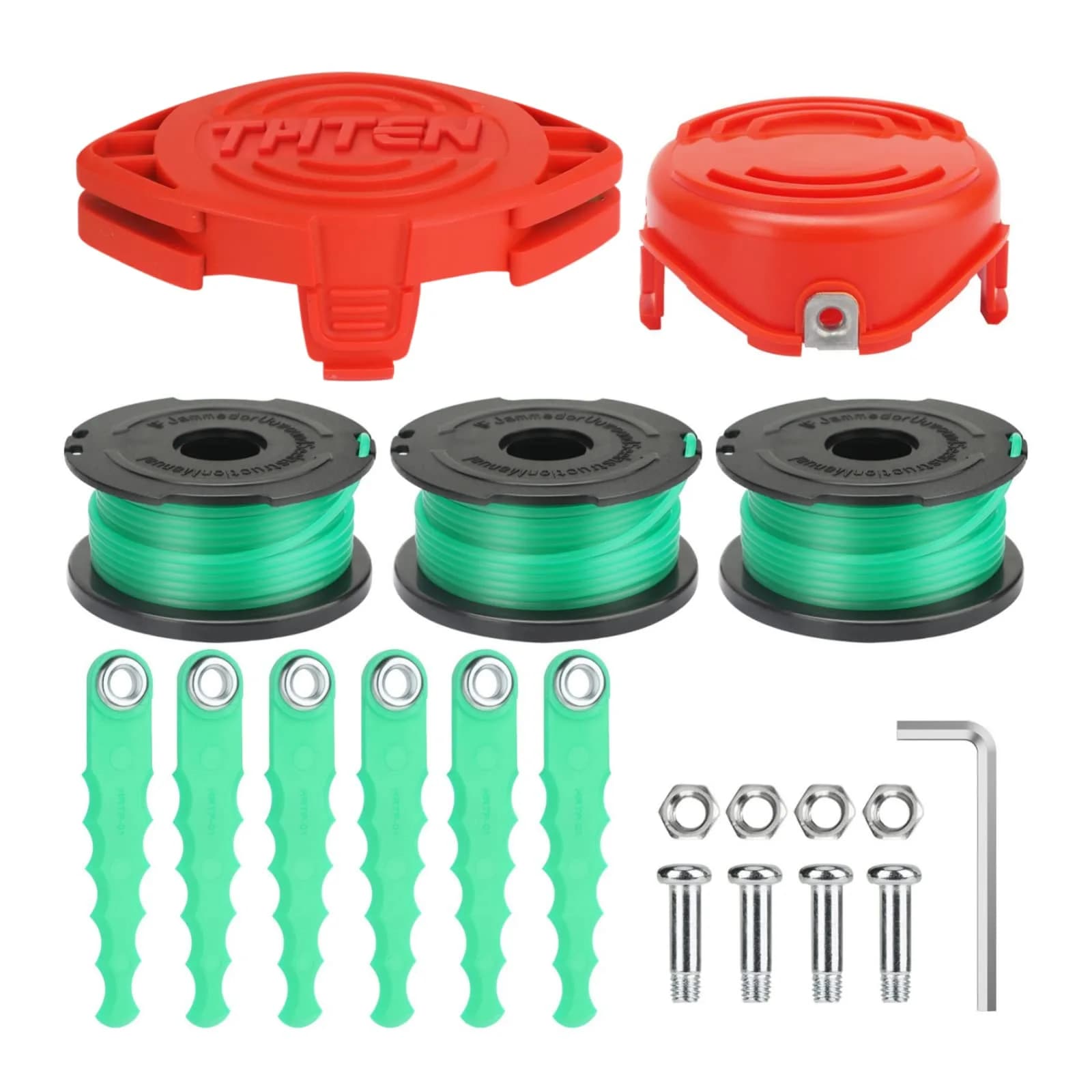 THTEN SF-080 Spool Cap Covers for Black+Decker GH3000 LST540 Weed Eater | 2-Pack, 0.080-inch Line — red+green
