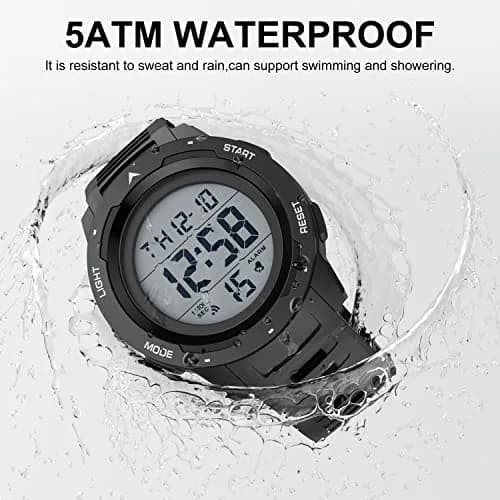 GOLDEN HOUR Waterproof Digital Sport Watch 50mm | Easy Read Military Style with Black Rubber Strap thumbnail 5