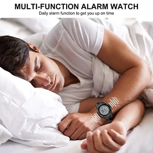 GOLDEN HOUR Waterproof Digital Sport Watch 50mm | Easy Read Military Style with Black Rubber Strap thumbnail 6
