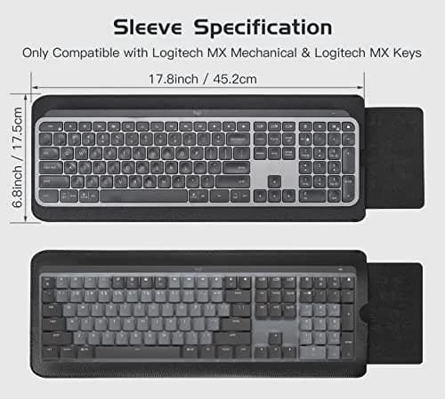 LEZE PU Leather Keyboard Sleeve Case for Logitech MX Keys S & MX Mechanical Keyboards, Black | Protects Against Dust, Scratches, and Spills thumbnail 2