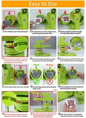 MK.Bear Heart Button Maker Machine Replaceable Badge-Model, DIY Button Pin Maker Kit, Badge Press Machine with 100PCS Heart Badge Supplies | Detachable, Durable, Easy thumbnail 5