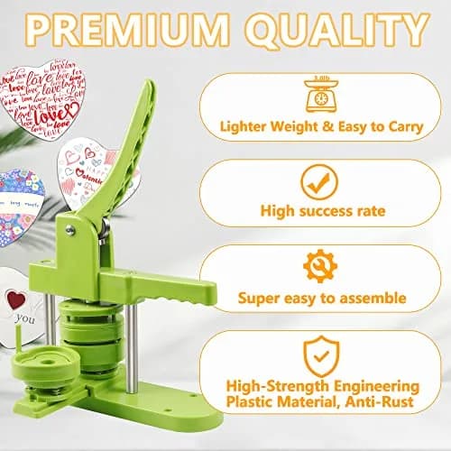 MK.Bear Heart Button Maker Machine Replaceable Badge-Model, DIY Button Pin Maker Kit, Badge Press Machine with 100PCS Heart Badge Supplies | Detachable, Durable, Easy thumbnail 2
